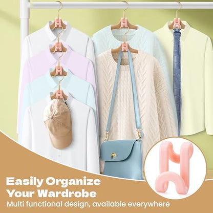 Mlici 60pc Space-Saving Hanger Hooks, Hanger Connector Hooks for Dorm, Pink - color: Pink