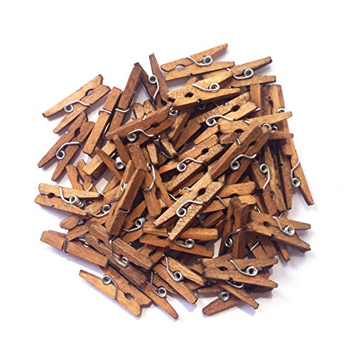 LWR CRAFTS Wooden Mini Clothespins 200 Per Pack 1" 2.5cm (Jacobean) - color: Jacobean