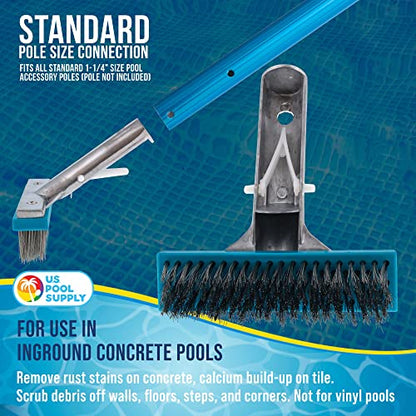 U.S. Pool Supply 5" Pool Brush Head for Inground Pools, Stainless Steel - size: 5"