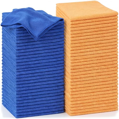 Nuenen Car Microfiber Clean Cloths, Yellow,Blue, 16 x 16 Inch, 60 Pcs - color: Yellow,blue, size: 16 x 16 inches