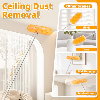 6 ft Extendable Duster Kit with 20 Refills for Swiffer Duster - color: 20 Orange Refills + Extended Handle