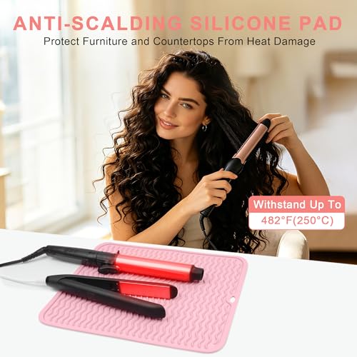 Oversize Silicone Heat Resistant Mat for Hair Tools - color: Pink