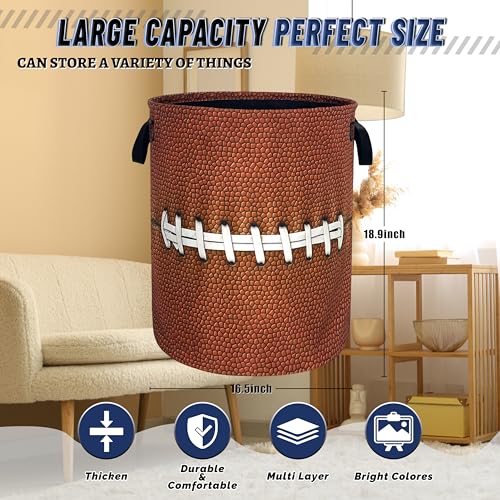 Funny Football Laundry Basket Oxford Cloth Foldable Hamper 18.9x16.5 Inch - color: Retro Football Pattern
