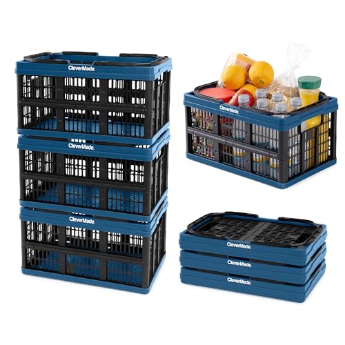 CleverMade Collapsible Shopping Basket - 16L - Ocean (3PK) - color: Ocean, size: 16L (4 Gal)