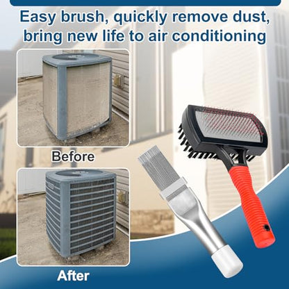 Cenipar Air Conditioner Coil Cleaning Brush Fin Comb Straightener 2 PCS Include Dual-Sided HVAC Coil Cleaning Brush and Metal Radiator Fin Comb for Air Conditioner Condenser (Red) - color: Red