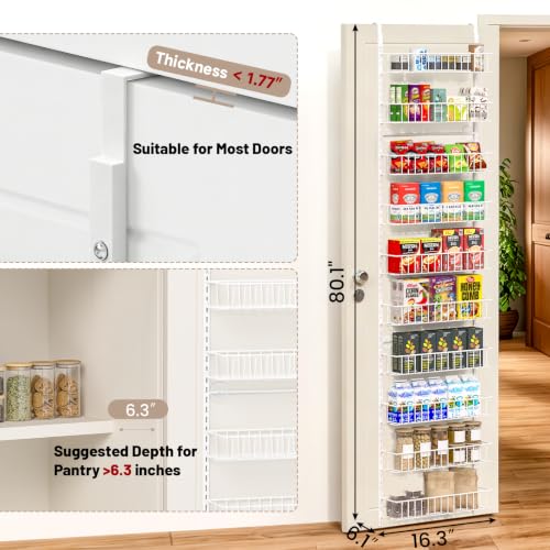 ElegantArray 10-Tier Pantry Door Organizer, White - color: White, size: 10-Tier
