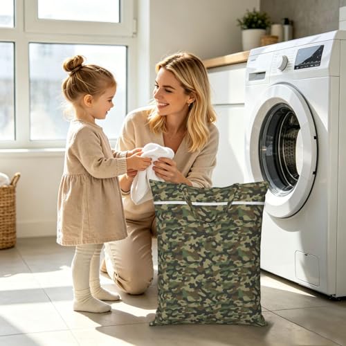 Camouflage Hunting Green Camo Travel Laundry Bags Cloth Diaper Wet Bags Handle Washable Dirty Clothes Bags Wet Dry Bag Suitcase Gym Swimming Pool College Dorm Wet Bag - color: 1 PC36, size: One Size