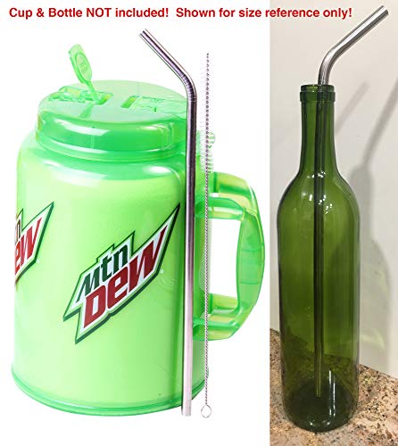 2 JUMBO 14" Stainless Steel Straws 100 oz HUGE SUPER LONG Drinking Wide Compatible With Whirley Insulated Travel Mug FOAM Truck Stop Cups - size: 2 Jumbo Straws 14" × 3/8"