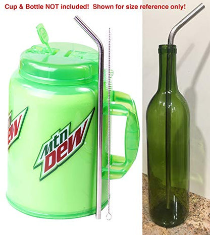 2 JUMBO 14" Stainless Steel Straws 100 oz HUGE SUPER LONG Drinking Wide Compatible With Whirley Insulated Travel Mug FOAM Truck Stop Cups - size: 2 Jumbo Straws 14" × 3/8"