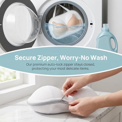 4 Pack Bra Washing Bags for Laundry, 3D Protective Bracket Mesh Bra Laundry Bags for Washing Machine Brassiere Wash Bags with Handle and Zipper for Delicates Lingerie (4PCS Grey) - color: 4PCS Grey