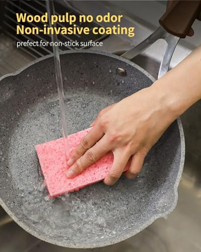 6 Pack White Cellulose Scrub Sponges Non-Scratch Heavy Duty Kitchen - color: White, size: 6 Count (Pack of 1)