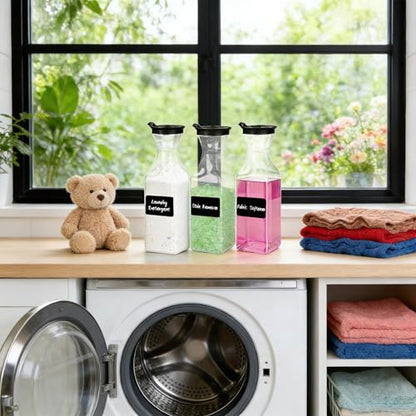 6 Pack Laundry Detergent Dispenser, 54oz Plastic Fabric Softener Dispenser for Powder & Bleach, Liquid Laundry Detergent Container, Clear