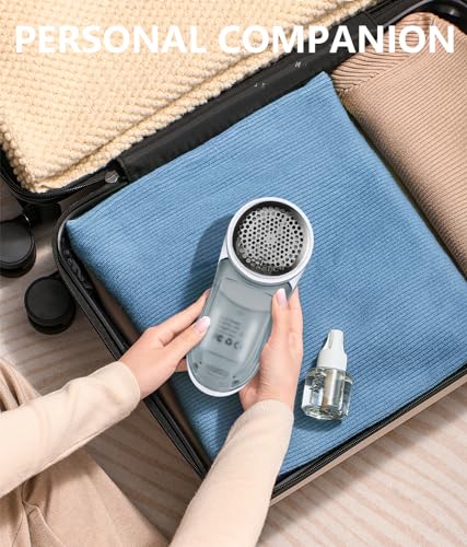 Fabric Shaver, Electric Lint Remover for Clothes & Furniture, Sweater Shaver & Pilling Remover, Depiller wtih 2 Extra Blades Included, Lint Shaver for Clothing - Battery Operated - color: Gray