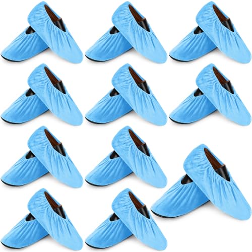 JaGely 11 Pair 11 Pair Reusable Cloth Shoe Covers for Indoors, Light Blue - color: Light Blue