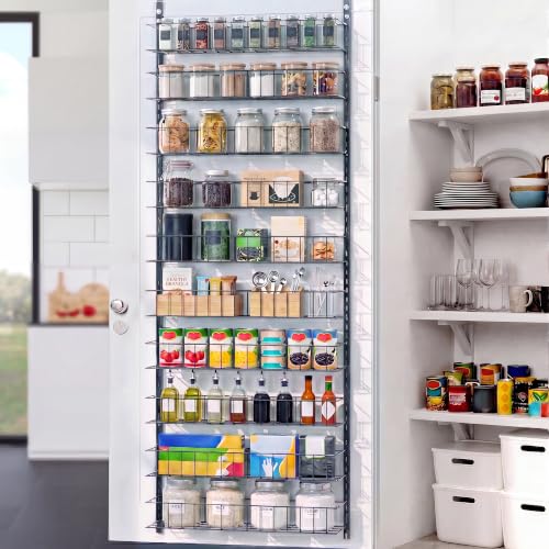 ElegantArray 10-Tier Pantry Door Organizer, Deep Gray - color: Deep Gray, size: 10-Tier
