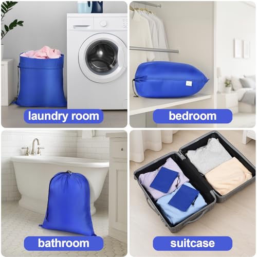 OTraki Medium Laundry Bag 20x24 Inch Drawstring Travel Laundry Bags Durable Dirty Clothes Organizer Machine Washable Delicates Lingerie Wash Bags Drying do not exceed 176℉ Blue - size: 20x24 inch