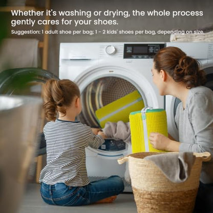 2Pcs Shoe Washing Machine Bag, Yellow Green - color: Bright yellow Green