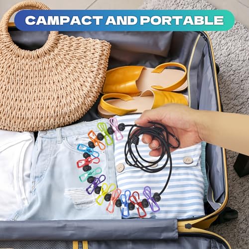 2Pcs Multicolor Portable Travel Clothesline with 12 Clothespins