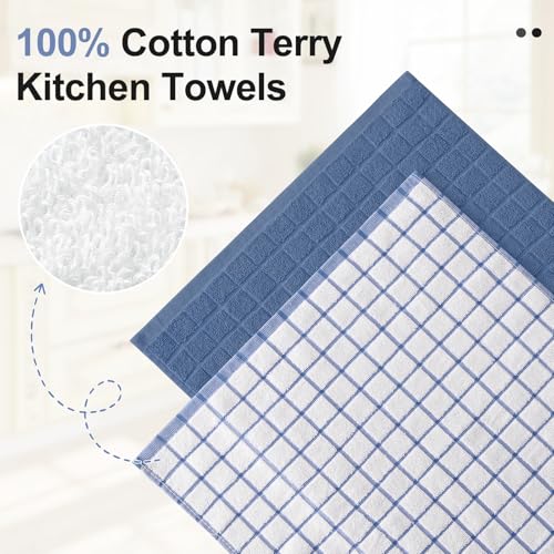 Homaxy Large Premium Cotton Kitchen Towels 16"x 28", 8 Pack, Navy Blue - color: Navy Blue, size: 16" X 28" - 8 Pack