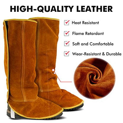 QeeLink Leather Welding Spats Extra Long Boot Covers