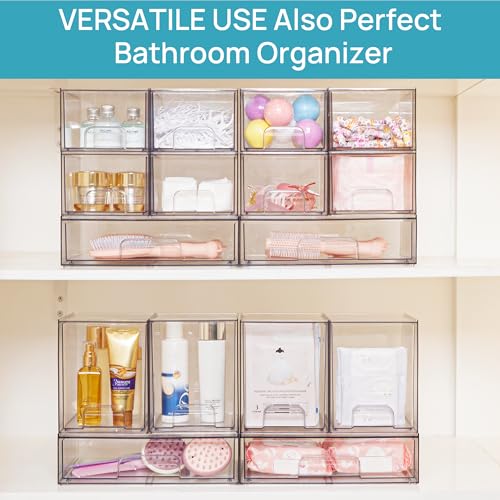 Vtopmart Clear Stackable Storage Drawers, 4 Pack Tall Plastic Organizers - style: 4pack High