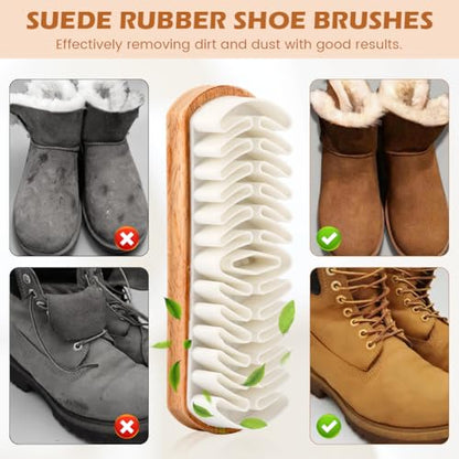 3pcs Suede Brush for Shoes,Nubuck Brush Suede Shoe Brushes and Eraser,Soft SuedeEraser Brushes Cleaner,Wooden Handle SuedeCleaningBrush for Boots Bags,Jacket,Purse,Sofa