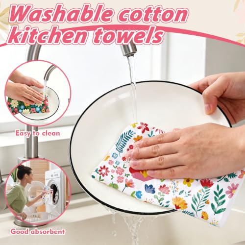 IANFEPH 36 Pack Reusable Paper Towels Roll, Washable Paperless Cotton Cloth Kitchen Towel 9.8" x 11" Absorbent Flannel Reusable Cleaning Dishcloth for Home Bathroom - color: Floral