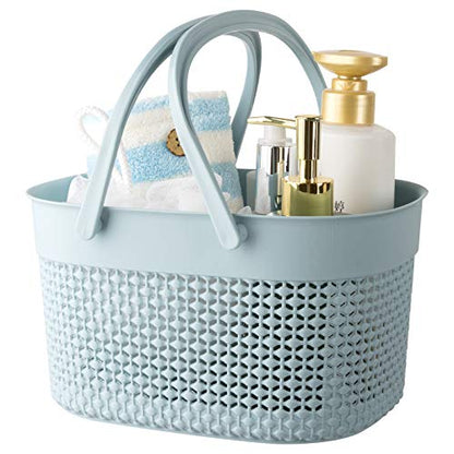 rejomiik Portable Plastic Shower Caddy Basket with Handles, Blue - color: Blue, size: 1 pack