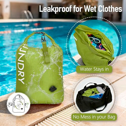 WiseBoy 2 Pack Travel Laundry Bag, Compression Storage for Dirty Clothes - color: Navy & Green