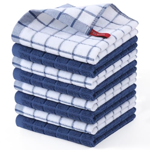 Homaxy Premium Cotton Kitchen Dish Cloths 12"x 12", 8 Pack, Navy Blue - color: Navy Blue, size: 12" X 12" - 8 Pack