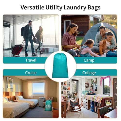 Travel Laundry Bags 2 Pack - Dirty Clothes Travel Bag for Cruise, 24x36 in - color: 2-Pack, Blue & Pink