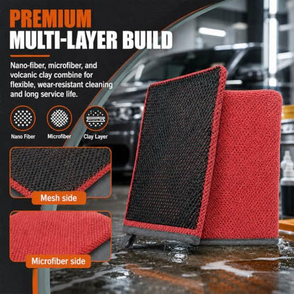 Clay Mitt for Car Detailing, No Scratch Reusable Magic Clay Bar Glove, Microfiber Auto Cleaning Supplies for Removing Debris from Paint, Glass, Wheels, Windshield(Red) - color: Red