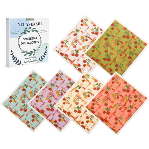 Swedish Dishcloths for Kitchen Reusable 6 Pack Kitchen Towels No Odor Quick-Drying Reusable Paper Towels Reusable Paper Towels Washable for Countertop, Sink, and Kitchen Rose - color: Rose