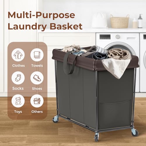 Large Laundry Hamper with Wheels, 320L Rolling Laundry Basket with Wheels - color: Black, size: 320L