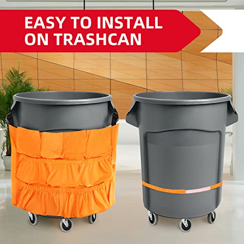 Trash Can Caddy Bag 12 Pocket Garbage Can Organizer, Yellow Commercial Cleaning Caddy Fits 32-55 Gallon Bins | Perfect for Janitorial Duties & Maid Services