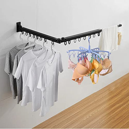 Clothes Drying Hanger with 24 Clips, Foldable Hanging Rack 2 Pack - color: Blue 2