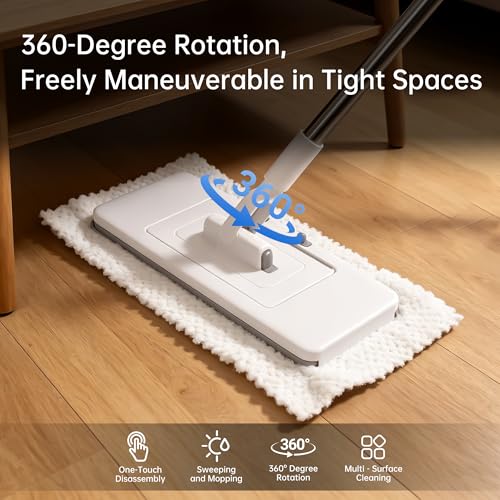 2‑in‑1 Snap Grip Mini Mop with 5 Reusable Cloths, Zero Touch No Wash Lazy Mop, Suitable for Wet/Dry Floors, House Wall, Windows, Corners,Versatile and Efficient - size: Mini Mop with 5 Reusable Cloths