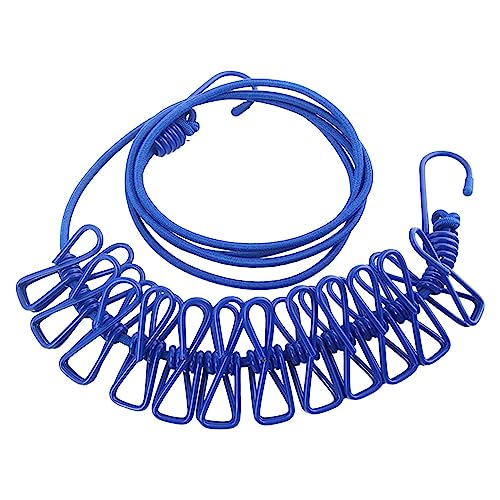 ALINNA Retractable Portable Clothesline, Travel Clothesline with 12 Clothespins for Indoor Laundry Drying, Outdoor Camping Accessories (Blue) - style: Blue