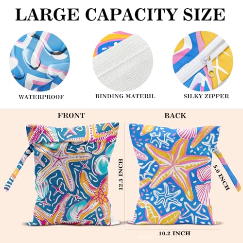 Wet Dry Bags Wet Bags Dirty Laundry Travel Bag Sunny Starfish Waterproof Zipper Bag for Swimsuit Travel Beach - color: Sunny