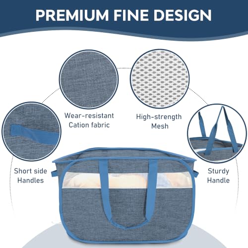 100L Collapsible Laundry Baskets, Foldable Dual Handles Laundry Hamper Blue - color: 100L Blue