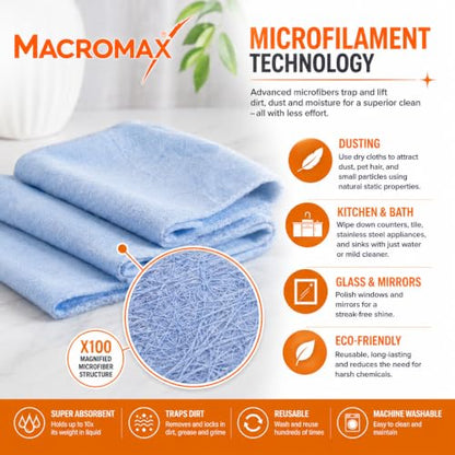 Macro Max Microfiber Glass Cloths 20 Pack, Streak Free Window