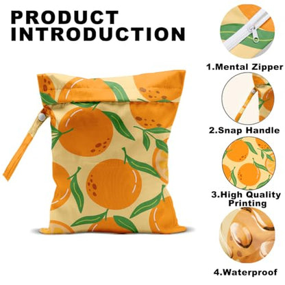 2Pcs Summer Fruits Wet Bag, Strawberry Orange Waterproof Travel Laundry Bag - color: Fruit 1424