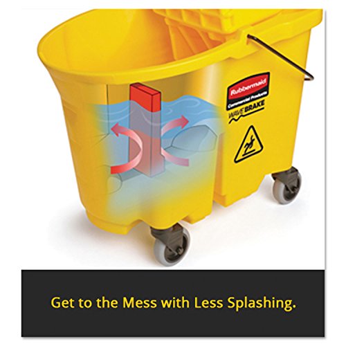 Rubbermaid Commercial Products WaveBrake 35 QT Side-Press Mop Bucket and Wringer Combo on Wheels Brown for Heavy-Duty Floor Cleaning - color: Brown