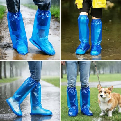 20Pcs(10 pairs) Thickened Waterproof Shoe Covers for Rain, Clear Rain Shoe Covers, One Size Fits Most - color: Blue, size: 10P L Adults