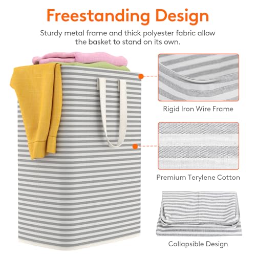 Lifewit 65L Small Laundry Baskets, 1 Pack, Reinforced Handles, Grey - color: Grey, size: 65L
