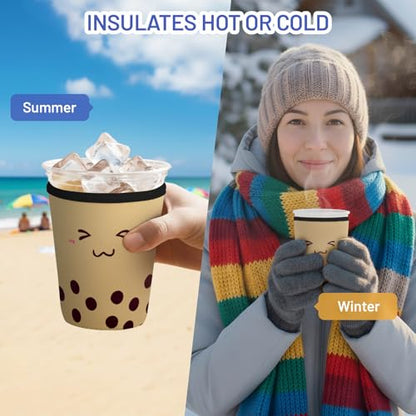 Iced Coffee Sleeve Reusable Neoprene Cup Sleeves, Milk Tea - color: Milk Tea