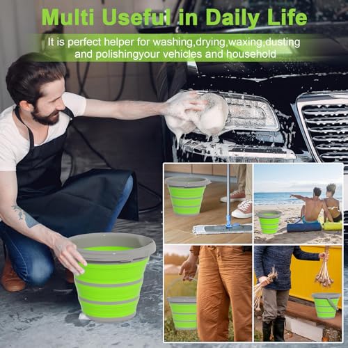 Collapsible Bucket with Handle - 10L (2.6 Gallon) Portable Water Bucket for Car Wash Household Cleaning,for Outdoor Garden Camping Fishing Car Wash Space Saving- Green - color: Green