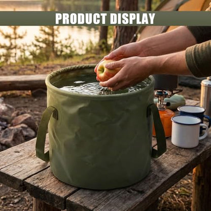 10L 2.5 Gallon Car Collapsible Bucket with Handle, Folding Leakproof Water Storage Basin, Portable Foldable Water Container for Fishing, Camping, Car Cleaning, Beach, Garden (10L-Green) - size: 10L-GREEN