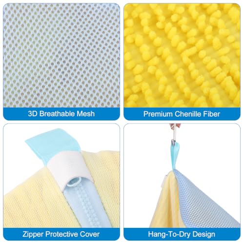Dntorx 2 PCS Shoe Washing Machine Bags for Washer and Dryer with Outer Mesh - color: Yellow+Blue (with Outer Mesh)