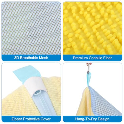 Dntorx 2 PCS Shoe Washing Machine Bags for Washer and Dryer with Outer Mesh - color: Yellow+Blue (with Outer Mesh)